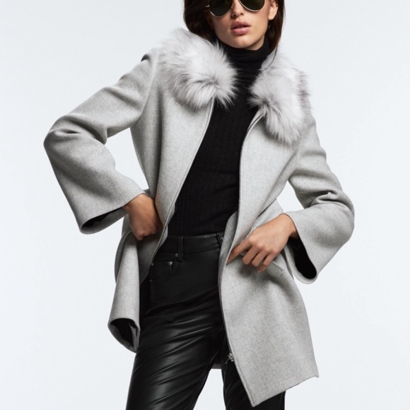 ZARA COAT WITH FAUX FUR COLLAR SZ S - Picture 6 of 10